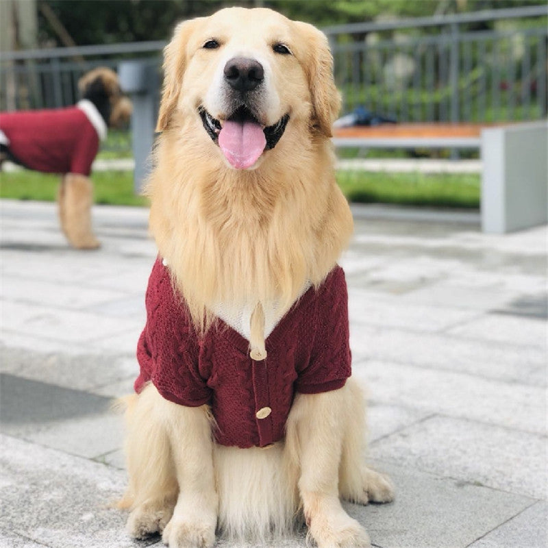 HKM-5787837 Cozy Casual Cardigan for Large Dogs - Cotton and Polyester Blend, Sizes 8 to 12