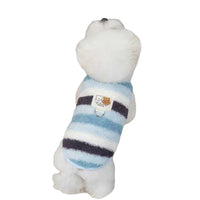 HKM-5788221 Cozy Striped Fuzzy Vest for Small to Medium Dogs - Cute Bear Patch Design