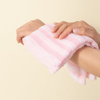HKM-578835 Men's and Women's Long Bath Towel with Easy Foaming Bath & Back Rub - Available in Pink Stripes, Blue Stripes, and Black Plaid