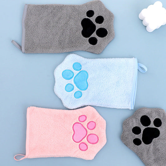 HKM-5789117 Soft Coral Fleece Quick-Drying Absorbent Towel for Pets - 15x22cm, Available in Pink, Sky Blue, Gray