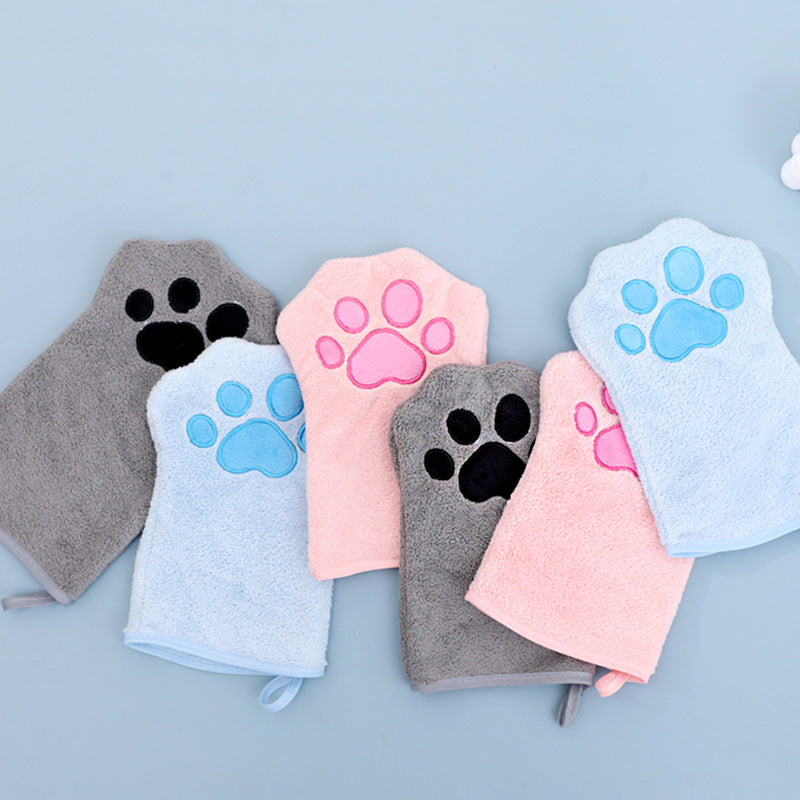 HKM-5789117 Soft Coral Fleece Quick-Drying Absorbent Towel for Pets - 15x22cm, Available in Pink, Sky Blue, Gray