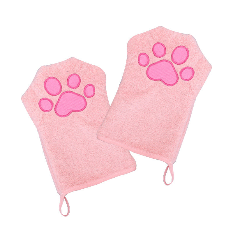 HKM-5789117 Soft Coral Fleece Quick-Drying Absorbent Towel for Pets - 15x22cm, Available in Pink, Sky Blue, Gray