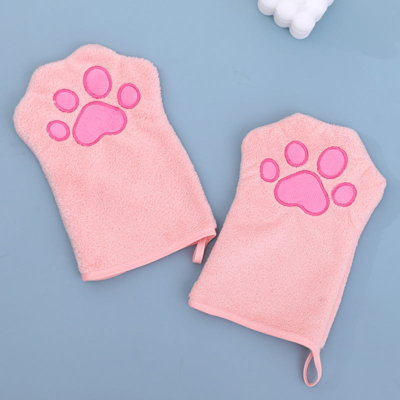 HKM-5789117 Soft Coral Fleece Quick-Drying Absorbent Towel for Pets - 15x22cm, Available in Pink, Sky Blue, Gray