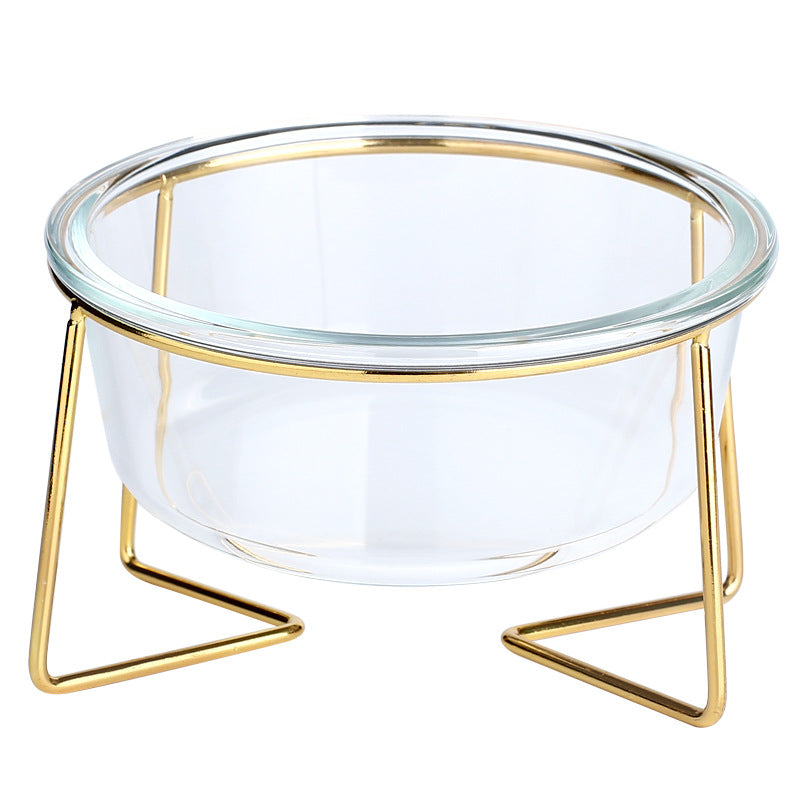 HKM-5789629 Tilted Glass Pet Bowl for Cats and Dogs - Available in Small 480ml and Large 800ml Sizes