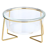 HKM-5789629 Tilted Glass Pet Bowl for Cats and Dogs - Available in Small 480ml and Large 800ml Sizes