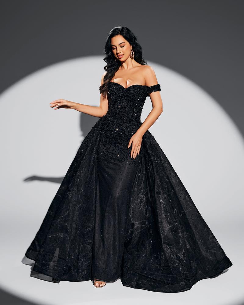 HKM-578963 Elegant Black Evening Gown for Women - Style EZ25076