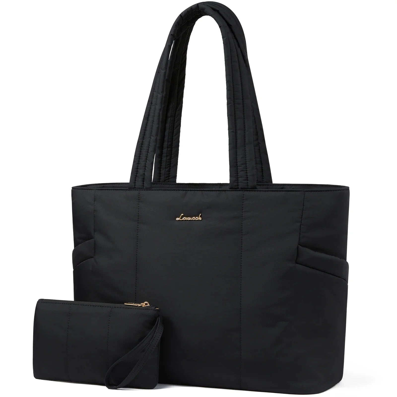 HKM-578963 Lightweight Puffer Laptop Tote Bag with Clutch Purse for 15.6 Inch Computers
