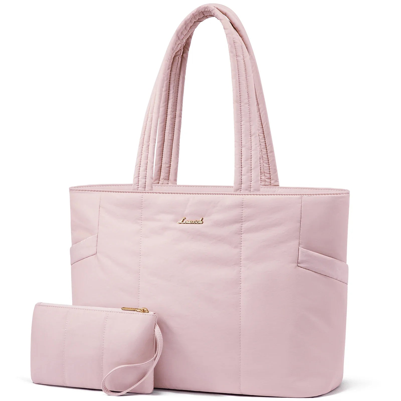 HKM-578963 Lightweight Puffer Laptop Tote Bag with Clutch Purse for 15.6 Inch Computers