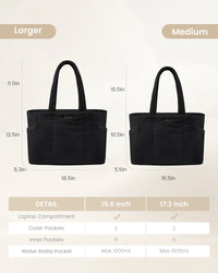 HKM-578963 Lightweight Puffer Laptop Tote Bag with Clutch Purse for 15.6 Inch Computers