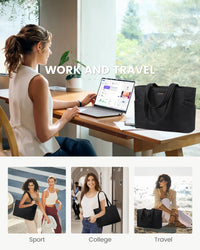 HKM-578963 Lightweight Puffer Laptop Tote Bag with Clutch Purse for 15.6 Inch Computers