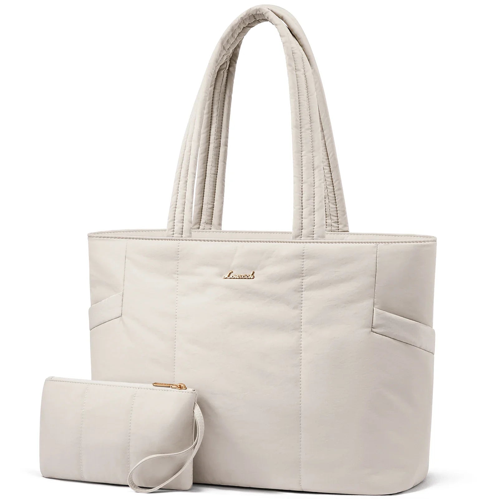 HKM-578963 Lightweight Puffer Laptop Tote Bag with Clutch Purse for 15.6 Inch Computers
