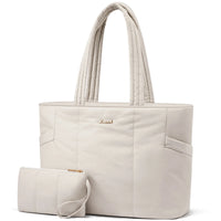 HKM-578963 Lightweight Puffer Laptop Tote Bag with Clutch Purse for 15.6 Inch Computers
