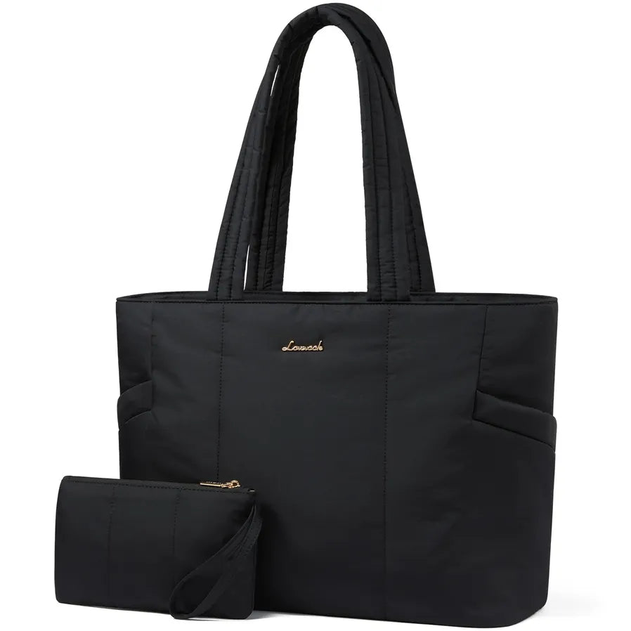 HKM-578963 Lightweight Puffer Laptop Tote Bag with Clutch Purse for 15.6 Inch Computers