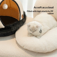 HKM-5793469 Warm Apricot Lamb Wool Semi-Enclosed Cat Bed for Dogs and Cats - 46cm