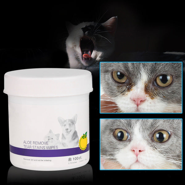 HKM-579347 Gentle Pet Eye Grooming Wipes for Dogs and Cats - 130 Natural Cotton Wet Wipes for Tear Stain Removal