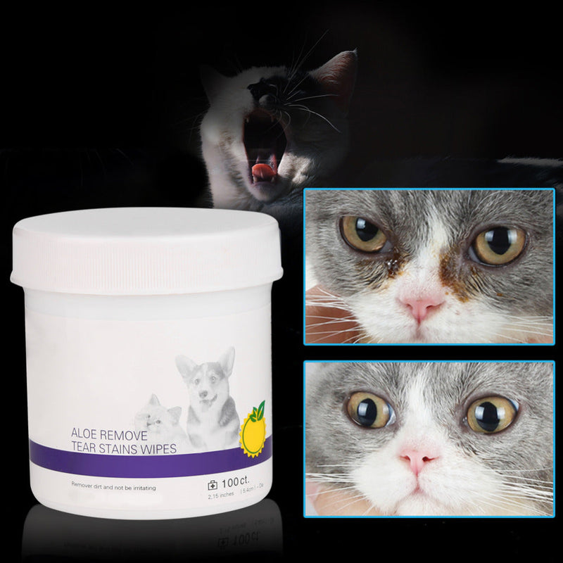 HKM-579347 Gentle Pet Eye Grooming Wipes for Dogs and Cats - 130 Natural Cotton Wet Wipes for Tear Stain Removal