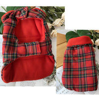 HKM-5793853 Red Plaid Dog Coat Warm Thickened Cotton Vest for Pets