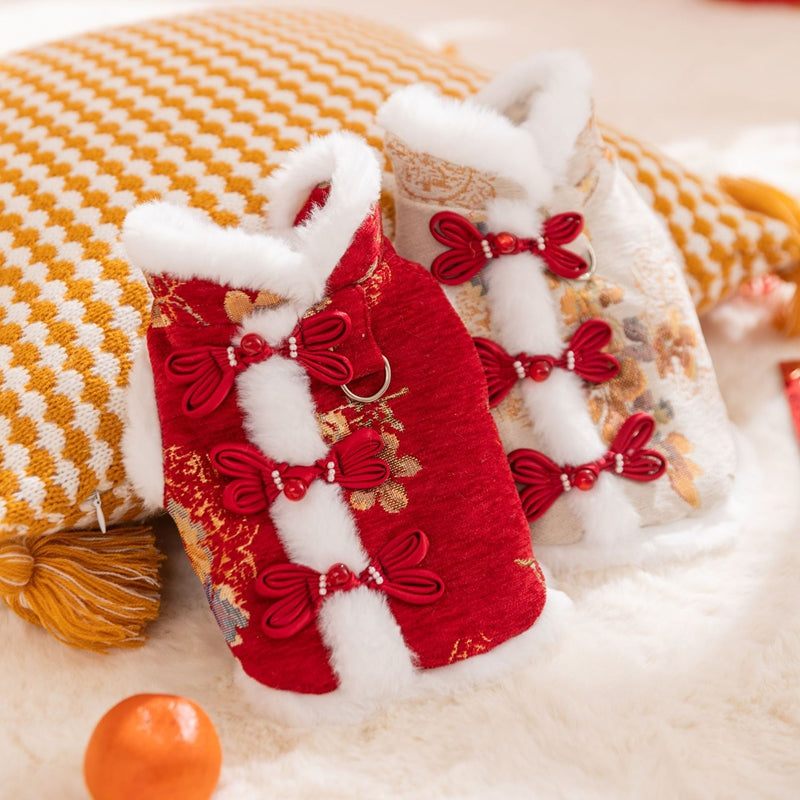 HKM-5793981 Festive Autumn Winter Fleece Two-Legged Coat for Small Dogs and Cats