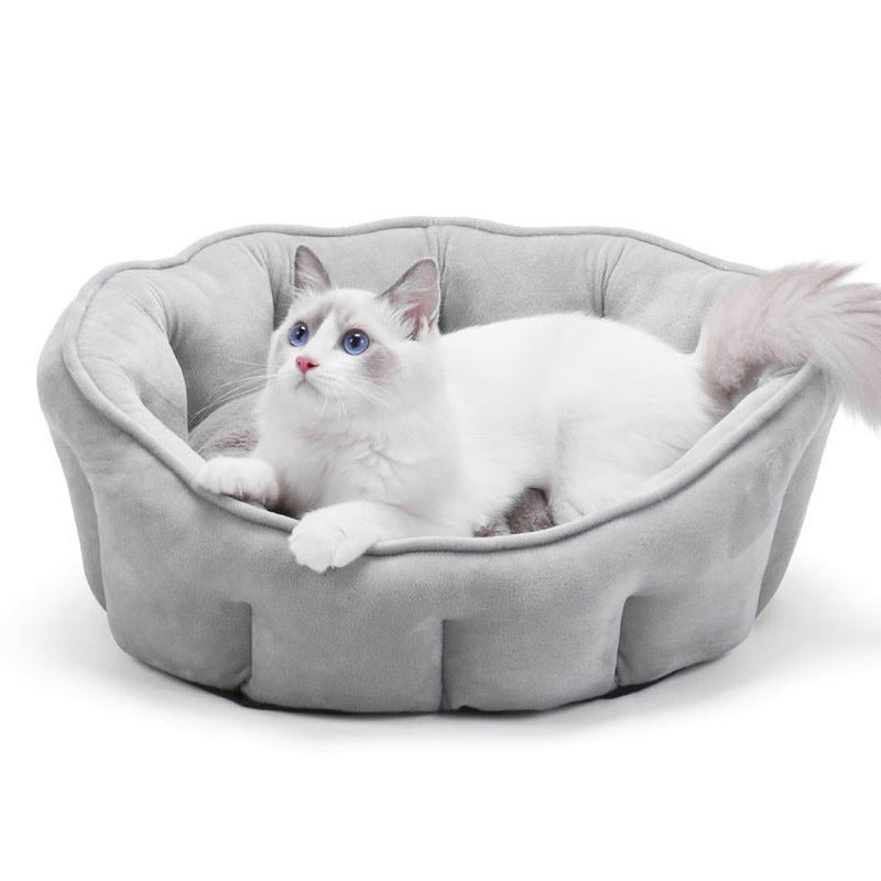 HKM-579411 Cozy Plush Cat Kennel with Hammock - Warm Winter Pet Bed, 46*46*23cm