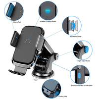 HKM-579475 Car Wireless Charger with Polyurethane PVC Suction Cup, ABS Joint Rod, and USB Output