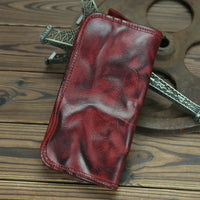 HKM-579475 Genuine Leather Long Wallet with Zipper Closure, Handmade, Retro Style, Available in Multiple Colours