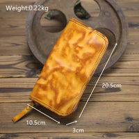 HKM-579475 Genuine Leather Long Wallet with Zipper Closure, Handmade, Retro Style, Available in Multiple Colours