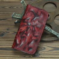 HKM-579475 Genuine Leather Long Wallet with Zipper Closure, Handmade, Retro Style, Available in Multiple Colours