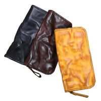 HKM-579475 Genuine Leather Long Wallet with Zipper Closure, Handmade, Retro Style, Available in Multiple Colours