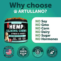 HKM-5795261 Hemp Calming Chews for Dogs - Anxiety Relief Treats with Natural Ingredients for Stress Reduction and Hip Support - 120 Count