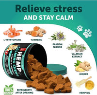 HKM-5795261 Hemp Calming Chews for Dogs - Anxiety Relief Treats with Natural Ingredients for Stress Reduction and Hip Support - 120 Count