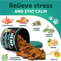 HKM-5795261 Hemp Calming Chews for Dogs - Anxiety Relief Treats with Natural Ingredients for Stress Reduction and Hip Support - 120 Count