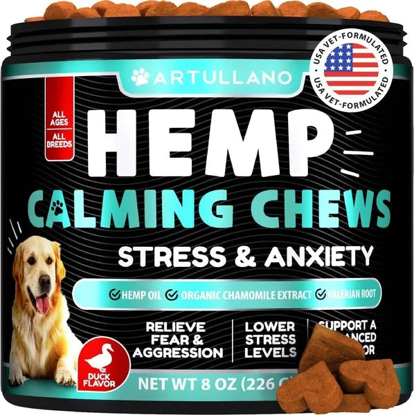 HKM-5795261 Hemp Calming Chews for Dogs - Anxiety Relief Treats with Natural Ingredients for Stress Reduction and Hip Support - 120 Count