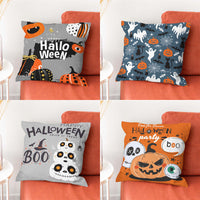 HKM-579539 Halloween Pumpkin Castle Cartoon Pillow Cover - Super Soft Multicolor Design, 45x45 cm
