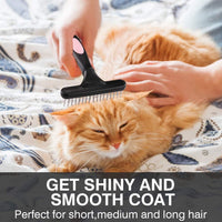 HKM-5796669 Double Row Pin Pet Grooming Rake for Dogs and Cats - Effectively Removes Mats, Tangles & Dead Hair with Ergonomic Grip