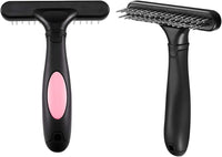 HKM-5796669 Double Row Pin Pet Grooming Rake for Dogs and Cats - Effectively Removes Mats, Tangles & Dead Hair with Ergonomic Grip
