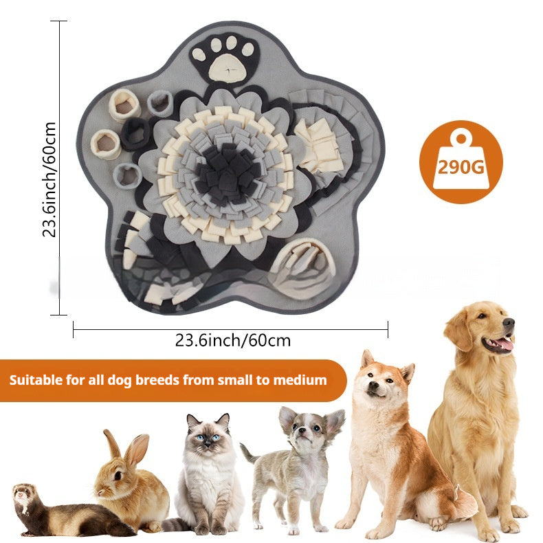 HKM-5797053 Flower Gray Sniffing Mat for Pets - Plush Slow Food Chew Pad
