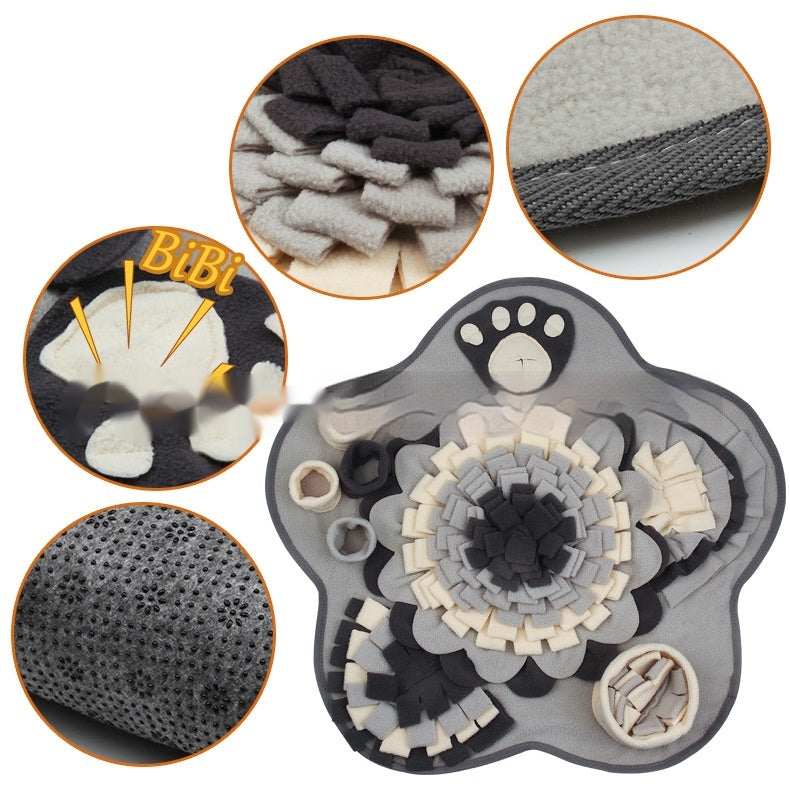HKM-5797053 Flower Gray Sniffing Mat for Pets - Plush Slow Food Chew Pad