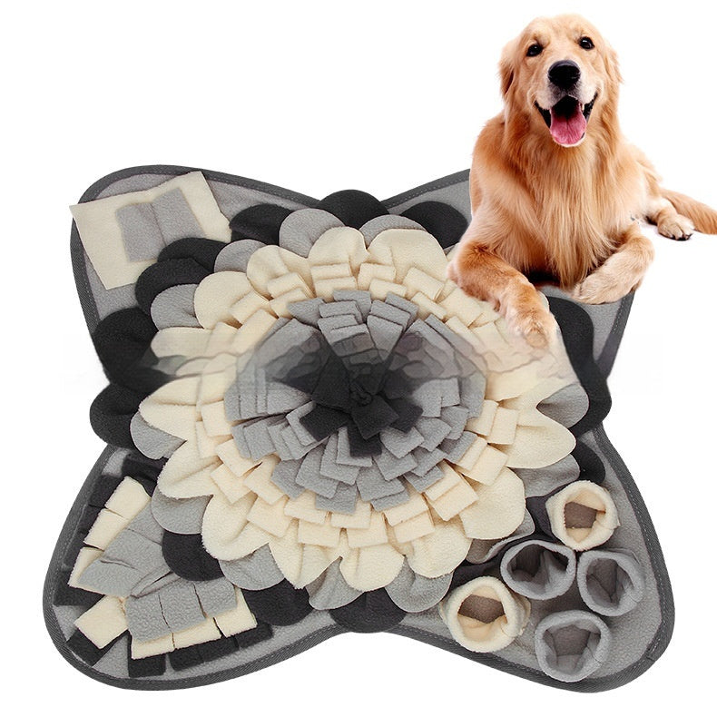 HKM-5797053 Flower Gray Sniffing Mat for Pets - Plush Slow Food Chew Pad
