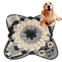HKM-5797053 Flower Gray Sniffing Mat for Pets - Plush Slow Food Chew Pad
