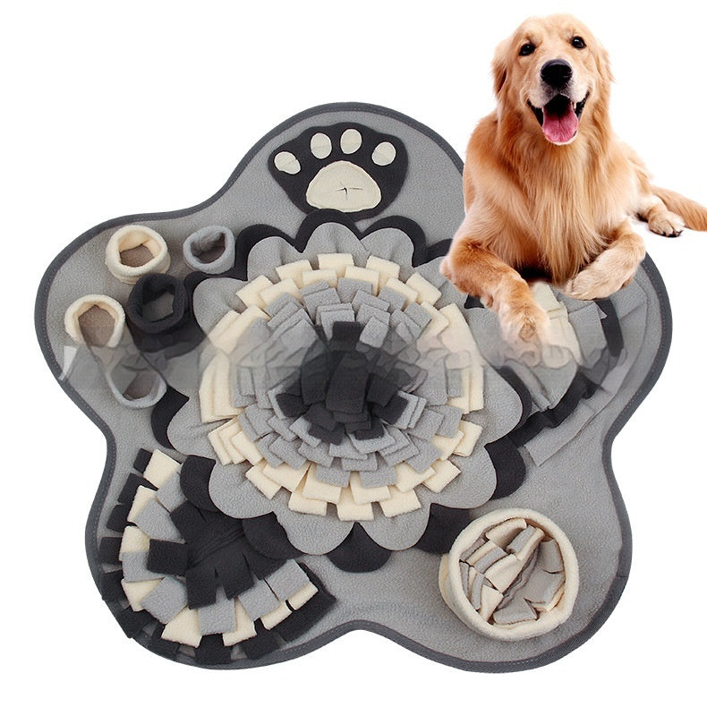HKM-5797053 Flower Gray Sniffing Mat for Pets - Plush Slow Food Chew Pad