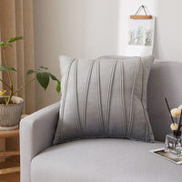 HKM-579795 Vertical Strip Velvet Cushion Cover, Plush Fabric, 45x45cm, Ideal for Bedroom and Study
