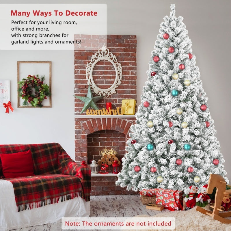 HKM-579859 Flocked Artificial Christmas Tree with Foldable Base - Available in 4ft, 5ft, 6ft, and 7ft Options