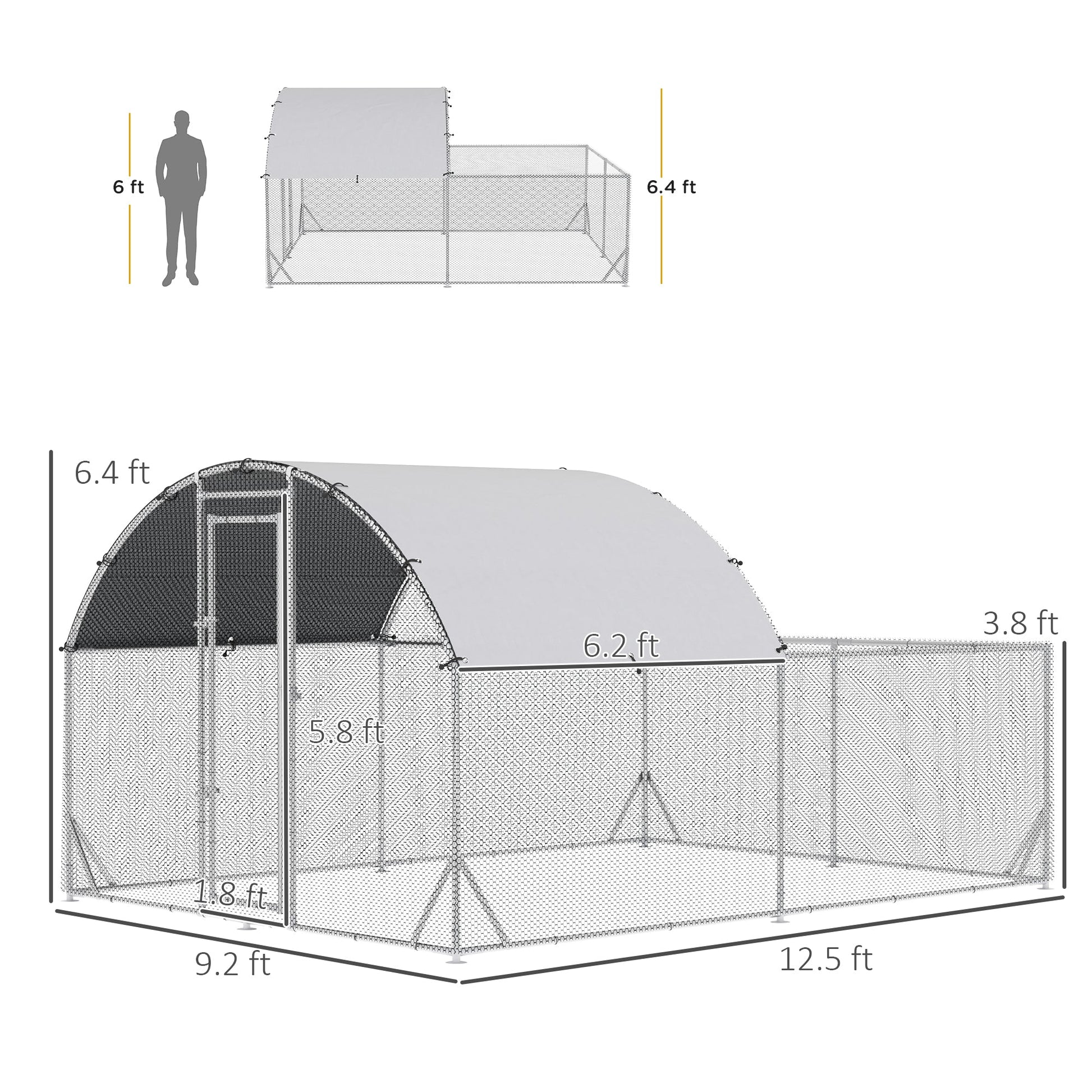 HKM-5798845 Large Outdoor Chicken Coop with Run, Waterproof and Anti-UV Cover for Poultry Protection