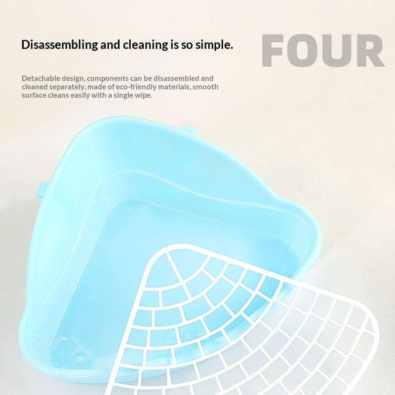 HKM-5798973 Triangular Pet Bunny Toilet in Multiple Colors: White, Yellow, Pink, Blue