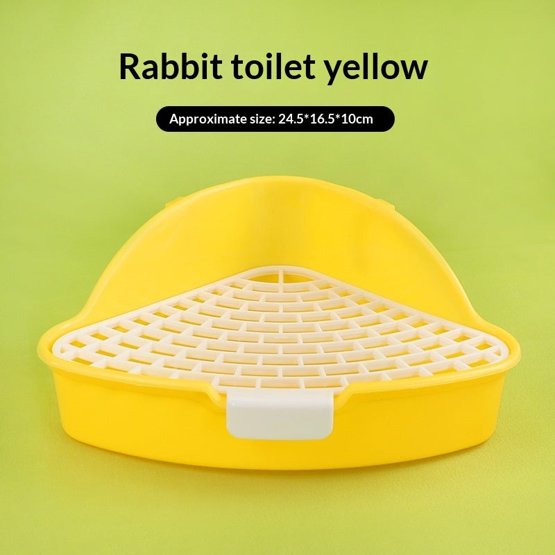 HKM-5798973 Triangular Pet Bunny Toilet in Multiple Colors: White, Yellow, Pink, Blue