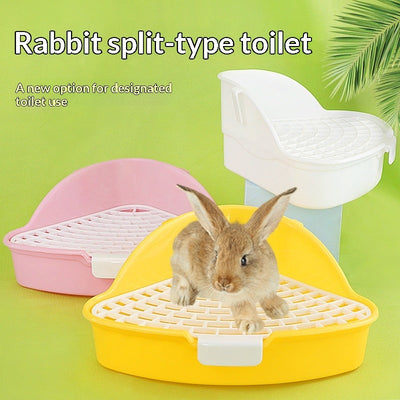 HKM-5798973 Triangular Pet Bunny Toilet in Multiple Colors: White, Yellow, Pink, Blue