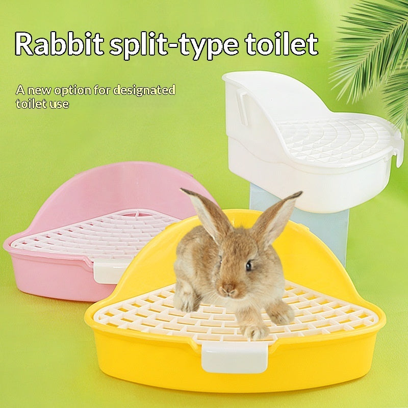 HKM-5798973 Triangular Pet Bunny Toilet in Multiple Colors: White, Yellow, Pink, Blue