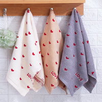 HKM-579987 Pure Cotton Embroidered Towels for Couples - Jacquard Design in White, Brown, Light Gray