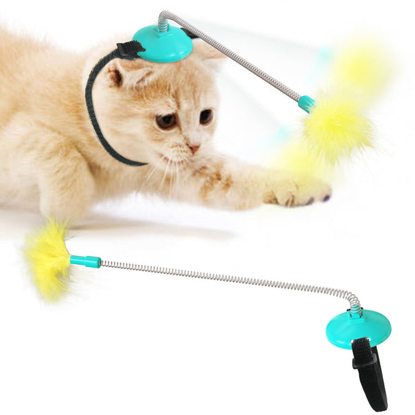 HKM-5799997 Feather Cat Wand Toy - Fun Interactive Toy for Playful Cats in Various Colors