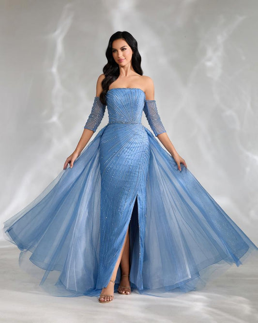 HKM-580115 Elegant Blue Women's Evening Gown - Style EZ25111
